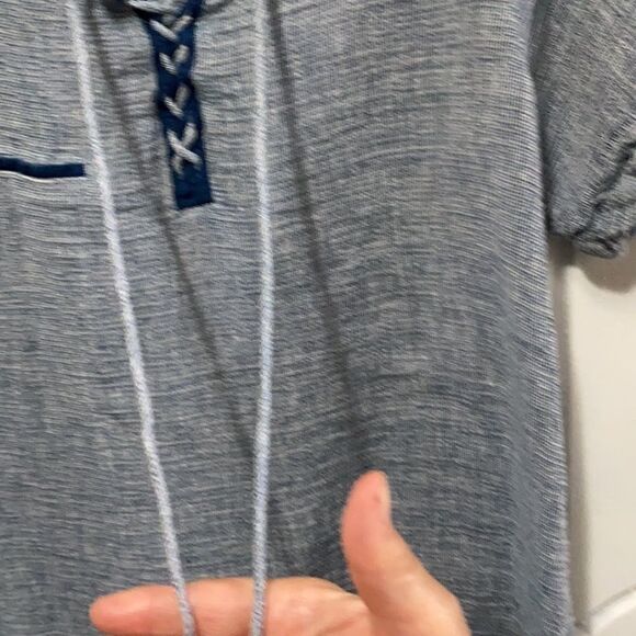 Frame blue rolled cuff sleeves navy piping size S - Picture 3 of 13